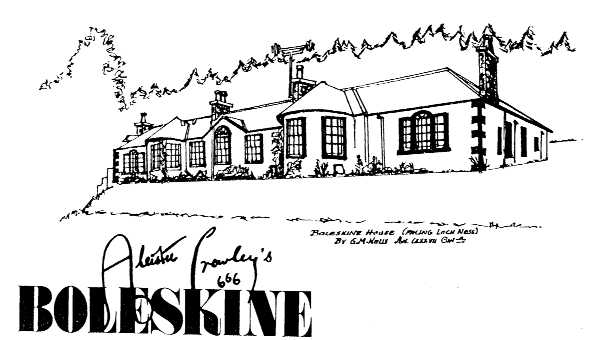 Sketch of Boleskine House and title,
'Aleister Crowley's Boleskine'