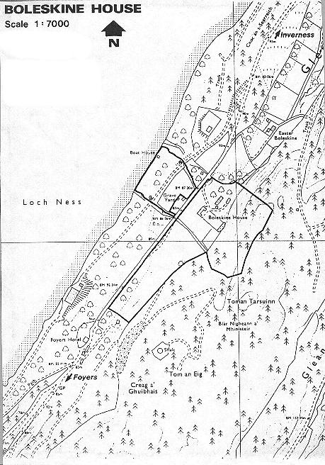 Map of Boleskine
grounds and surrounding area along Loch Ness